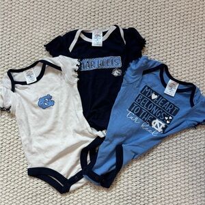 UNC Tar Heels Rivalry Threads Kids Bodysuits - Navy, White, and Light Blue
